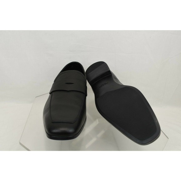 PRADA 2DC127 BLACK SAFFIANO LEATHER LETTERING LOGO PENNY LOAFERS 12 US 13 - Picture 10 of 12